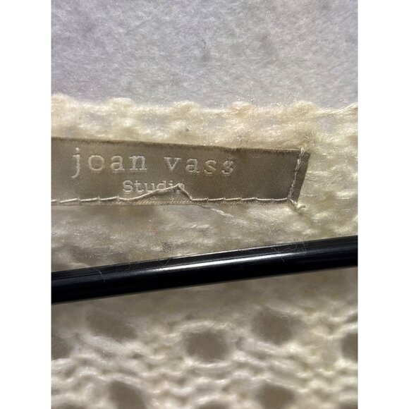 Joan Vass Studio Womens Open Knit Sweater With Black Stripes L Acrylic & Wool Bl - Picture 3 of 10